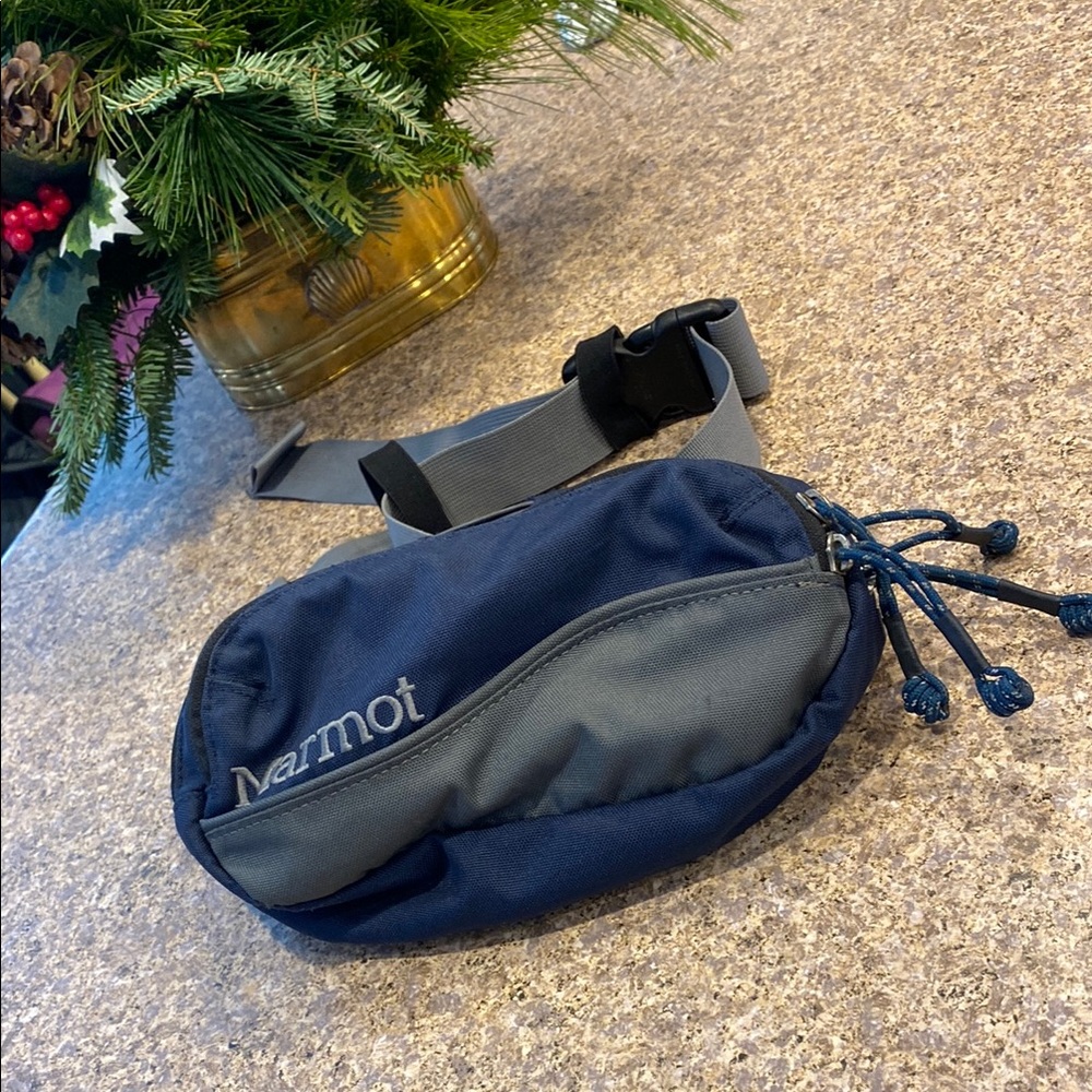 Marmot Waist Fanny Pack Bag Blue and Gray